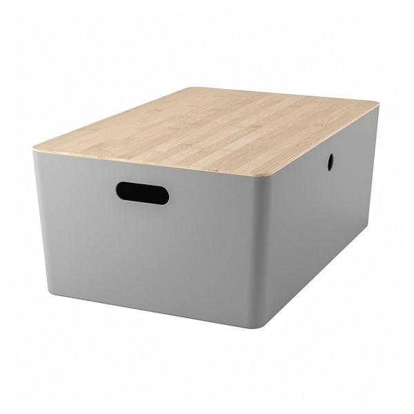 [IKEA/イケア/通販]KUGGIS クッギスふた付きボックス, ライトグレー/竹,37x54x21 cm[DC](49596819) | 