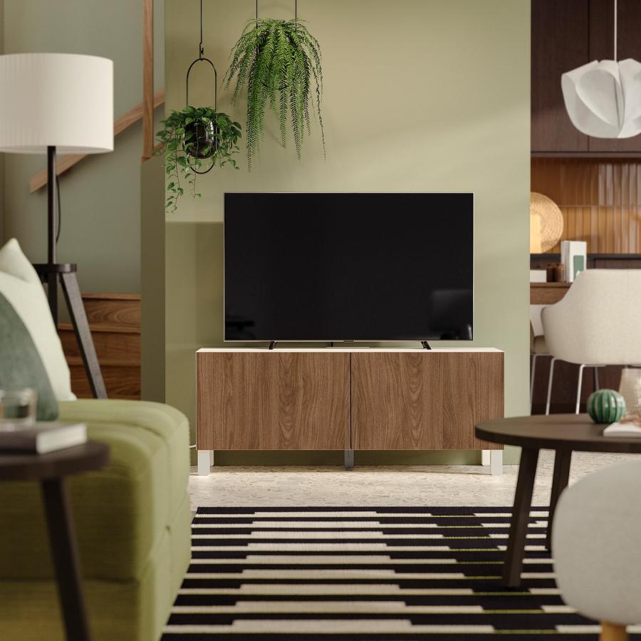 [IKEA/イケア/通販]BESTA ベストー テレビ台 扉付き, ホワイト/ラップヴィーケン/ストゥッバルプ ウォールナット調, 120x42x48 cm[10](49612107) |  | 01