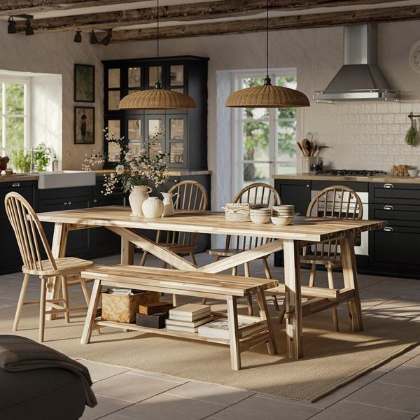 [IKEA/イケア/通販]SKOGSTA スコグスタ / SKOGSTA スコグスタテーブル＋チェア4＋ベンチ, アカシア材/ア……[8](49612640) |  | 01