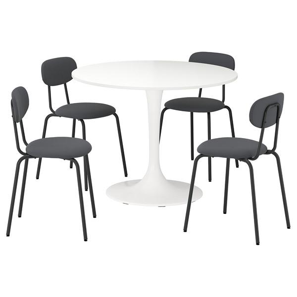 [IKEA/イケア/通販]DOCKSTA ドクスタ / SANDSBERG サンドスベリ テーブル＆チェア4脚, ホワイト/レマルン チャコール, 103 cm[6](49625685) | 