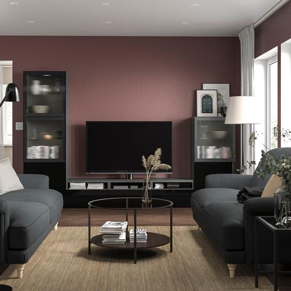 [IKEA/イケア/通販]BESTA ベストー テレビボード/ガラス扉, ダークグレー ラップヴィーケン/フェルスヴィーク チャコール, 300x42x193 cm[28](49626977) |  | 01