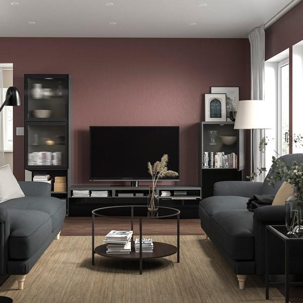 [IKEA/イケア/通販]BESTA ベストー テレビボード/ガラス扉, ダークグレー ラップヴィーケン/フェルスヴィーク チャコール, 300x42x193 cm[28](49626977) |  | 03