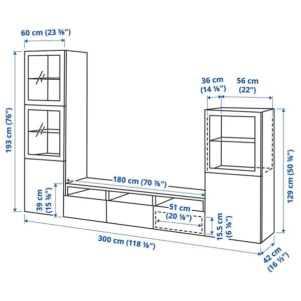 [IKEA/イケア/通販]BESTA ベストー テレビボード/ガラス扉, ダークグレー ラップヴィーケン/フェルスヴィーク チャコール, 300x42x193 cm[28](49626977) |  | 05