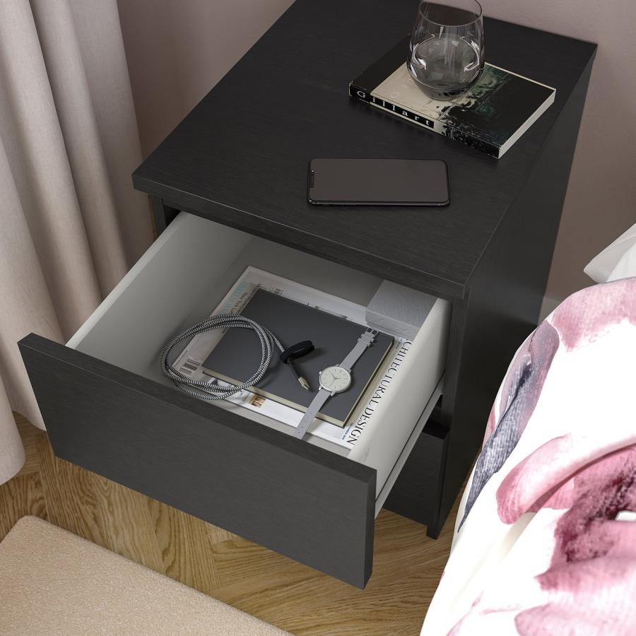 [IKEA/イケア/通販]MALM マルム チェスト（引き出し×2）, ブラックブラウン, 40x55 cm[D](50354621)の画像