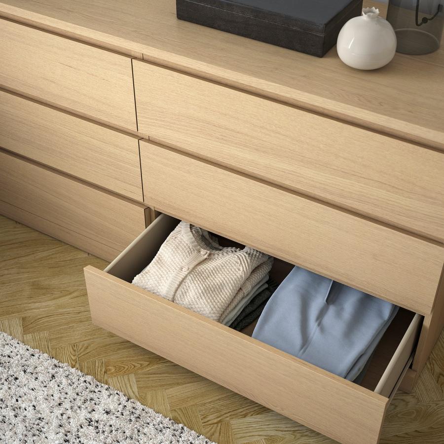 IKEA マルム チェスト　引き出し×6 ガラス天板付き MALM マルム チェスト（引き出し×6）, ホワイト, 160x78 cm - IKEA