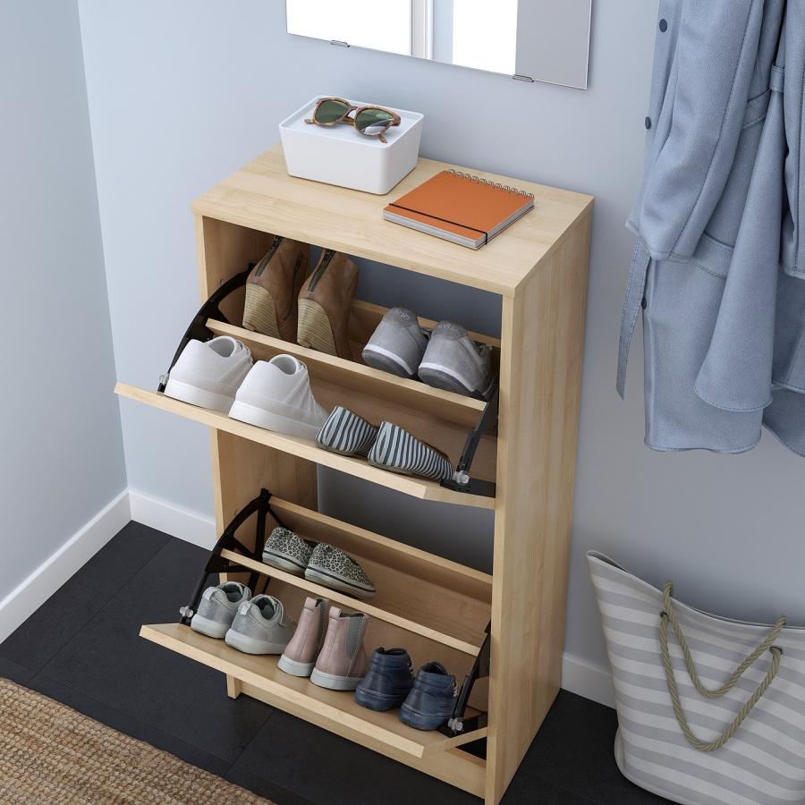 [IKEA/イケア/通販]BISSA ビッサ シューズボックス2段, オーク調, 49x28x93 cm[E](50530219)の画像