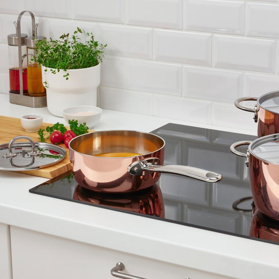 [IKEA/イケア/通販]FINMAT フィンマート 片手鍋 ふた付き, 銅/ステンレススチール, 1.5 l[B](00517569)の画像