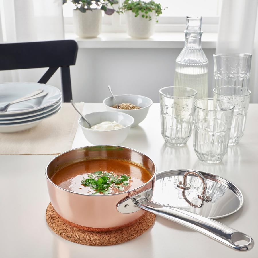 [IKEA/イケア/通販]FINMAT フィンマート 片手鍋 ふた付き, 銅/ステンレススチール, 1.5 l[B](00517569)の画像