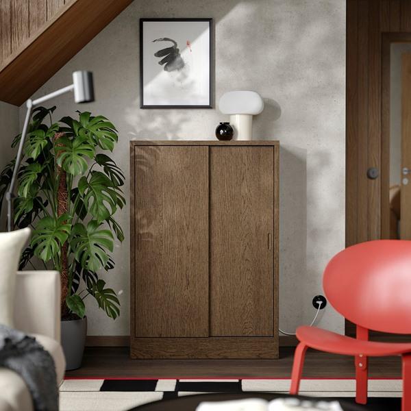 [IKEA/イケア/通販]TONSTAD トンスタードキャビネット 引き戸付, ブラウン ステインオーク材突き板,82x……[GF](556985) |  | 01