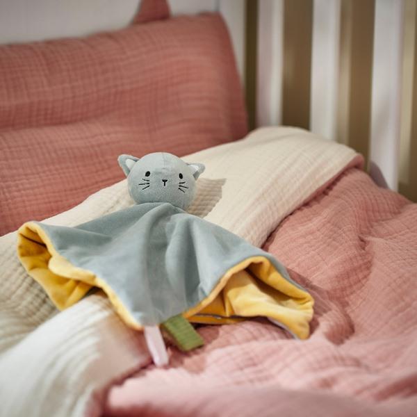 [IKEA/イケア/通販]GULDVAVARE グルドヴァヴェレブランケット ソフトトイ付き, ブルー イエロー/ネコ[A](573659) |  | 01