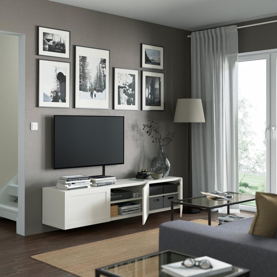 [IKEA/イケア/通販]BESTA ベストー テレビ台 扉付き, ホワイト/ハンヴィーケン ホワイト, 180x42x38 cm[11](59299183) |  | 01