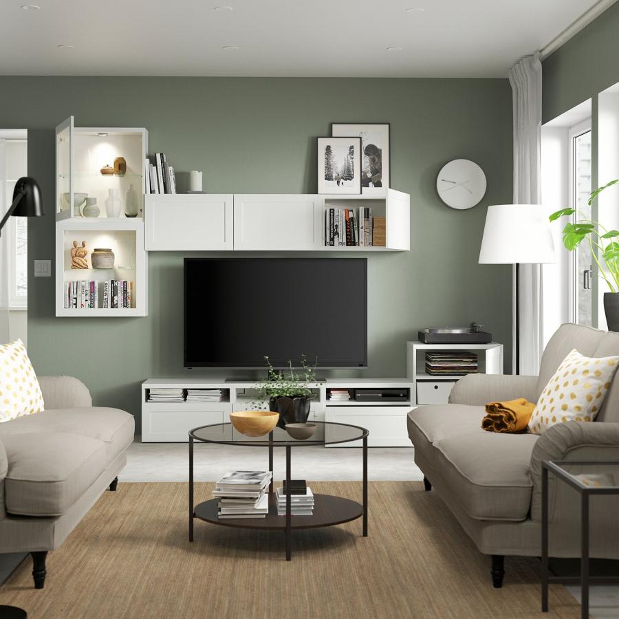 [IKEA/イケア/通販]BESTA ベストー テレビボード/ガラス扉, ホワイト/ハンヴィーケン ホワイトクリアガラス, 300x42x211 cm[26](59406927) |  | 01