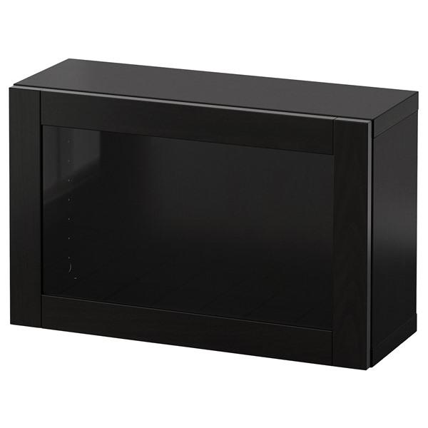 [IKEA/イケア/通販]BESTA ベストー 壁取り付け式キャビネットコンビネーション, ブラックブラウン/シンドヴィーク ブラックブラウンクリアガラス, 60x22x38 cm[4 | 
