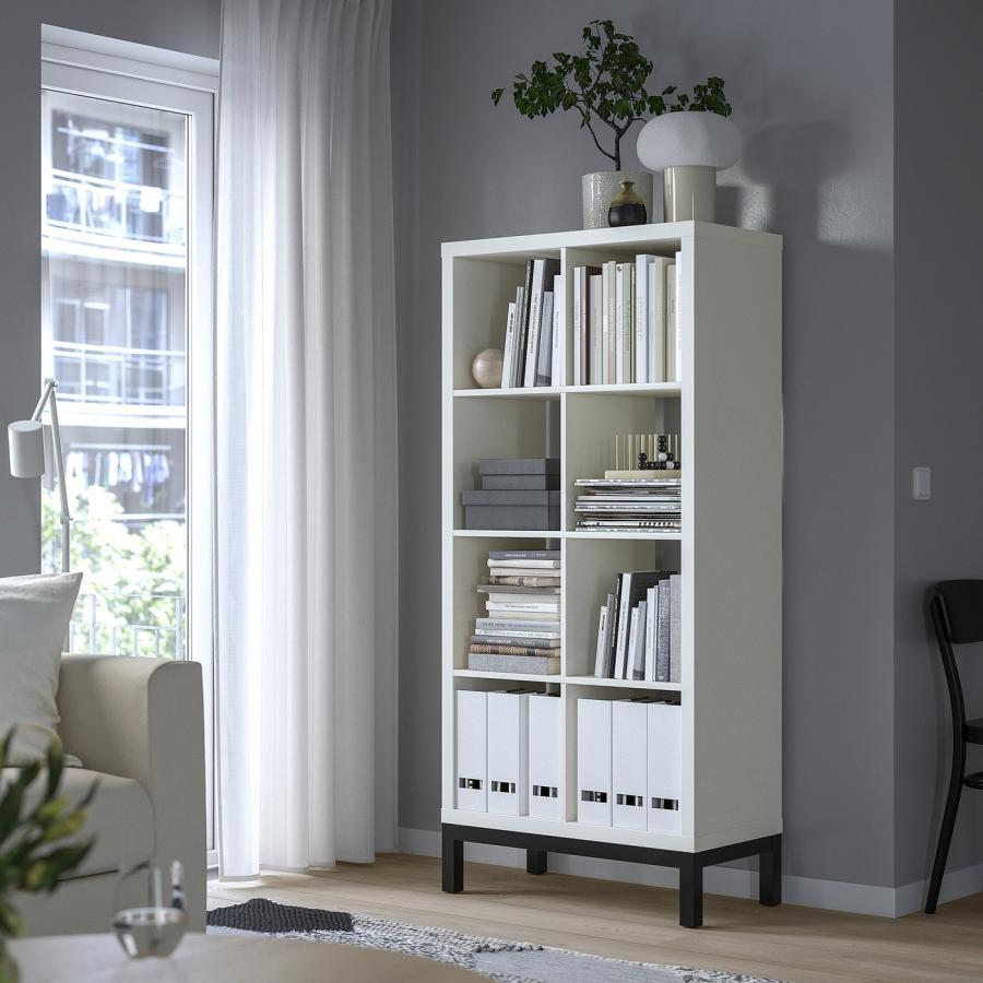 [IKEA/イケア/通販]KALLAX カラックス シェルフユニット 下部フレーム付き, ホワイト/ブラック, 77x164 cm[GD](59443958)の画像