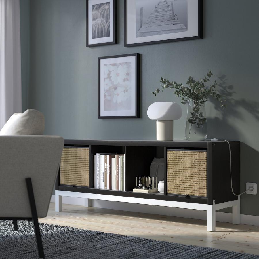 [IKEA/イケア/通販]KALLAX カラックス シェルフユニット 下部フレーム付き, ブラックブラウン/ホワイト, 147x59 cm[AF](59443977)の画像