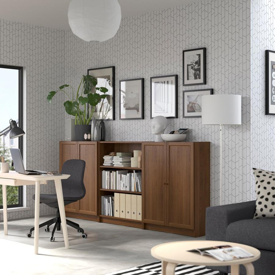 [IKEA/イケア/通販]BILLY ビリー / OXBERG オクスベリ 本棚コンビネーション 扉付き, ブラウン ウォールナット調, 240x30x106 cm[7](59483713) |  | 01