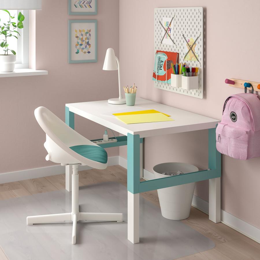 [IKEA/イケア/通販]LOBERGET ローベルゲット / SIBBEN スィッベン 子ども用デスクチェア パッド付き, ホワイト/ターコイズ[3](59501118)_3