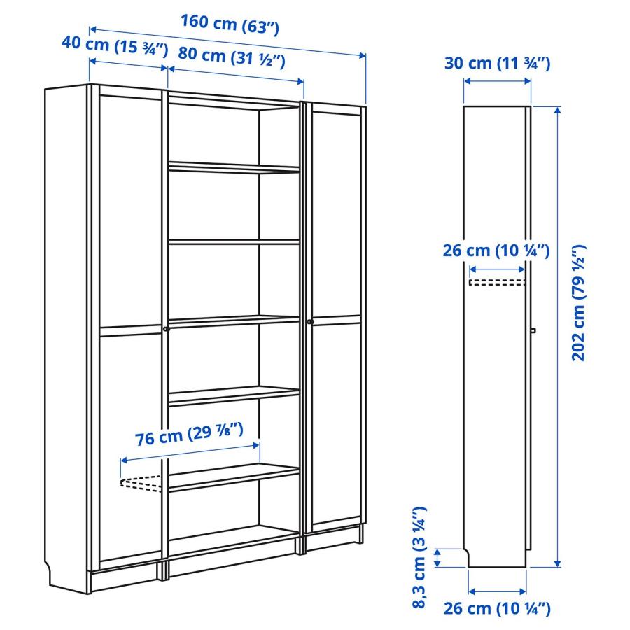 [IKEA/イケア/通販]BILLY ビリー / OXBERG オクスベリ 本棚コンビネーション ガラス扉付き, ホワイト, 160x202 cm[5](59528373) |  | 05