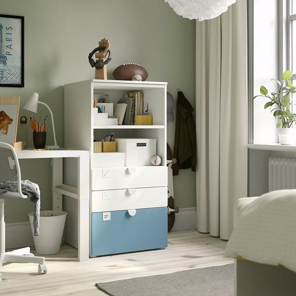 [IKEA/イケア/通販]SMASTAD スモースタード / PLATSA プラッツァ本棚, ホワイト ブルー/引き出し3段付き,60x57x123 cm[8](59544660) |  | 01