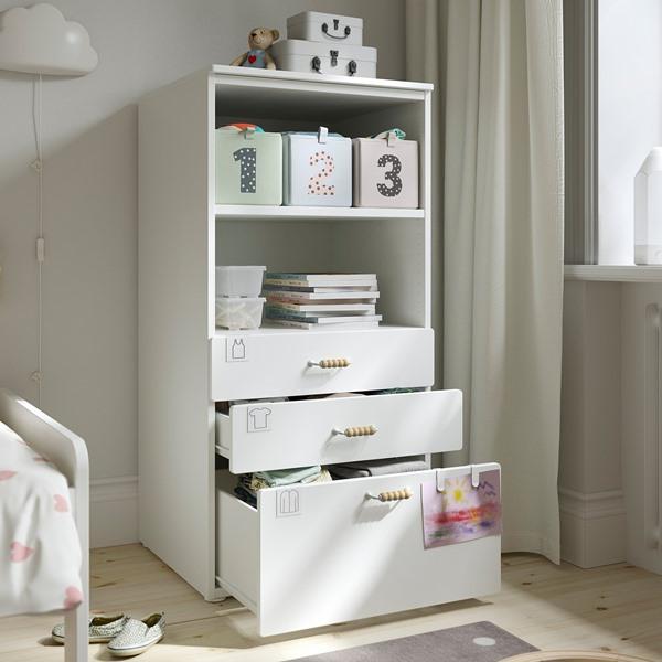 [IKEA/イケア/通販]SMASTAD スモースタード / PLATSA プラッツァ本棚, ホワイト ブルー/引き出し3段付き,60x57x123 cm[8](59544660) |  | 02