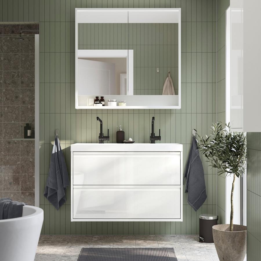 [IKEA/イケア/通販]ANGSJON エングショーン / BACKSJON バックショーン 洗面台 引き出し付き/洗面ボウル/水栓, ハイグロス ホワイト, 100x48x69 cm[6](59566906) |  | 01
