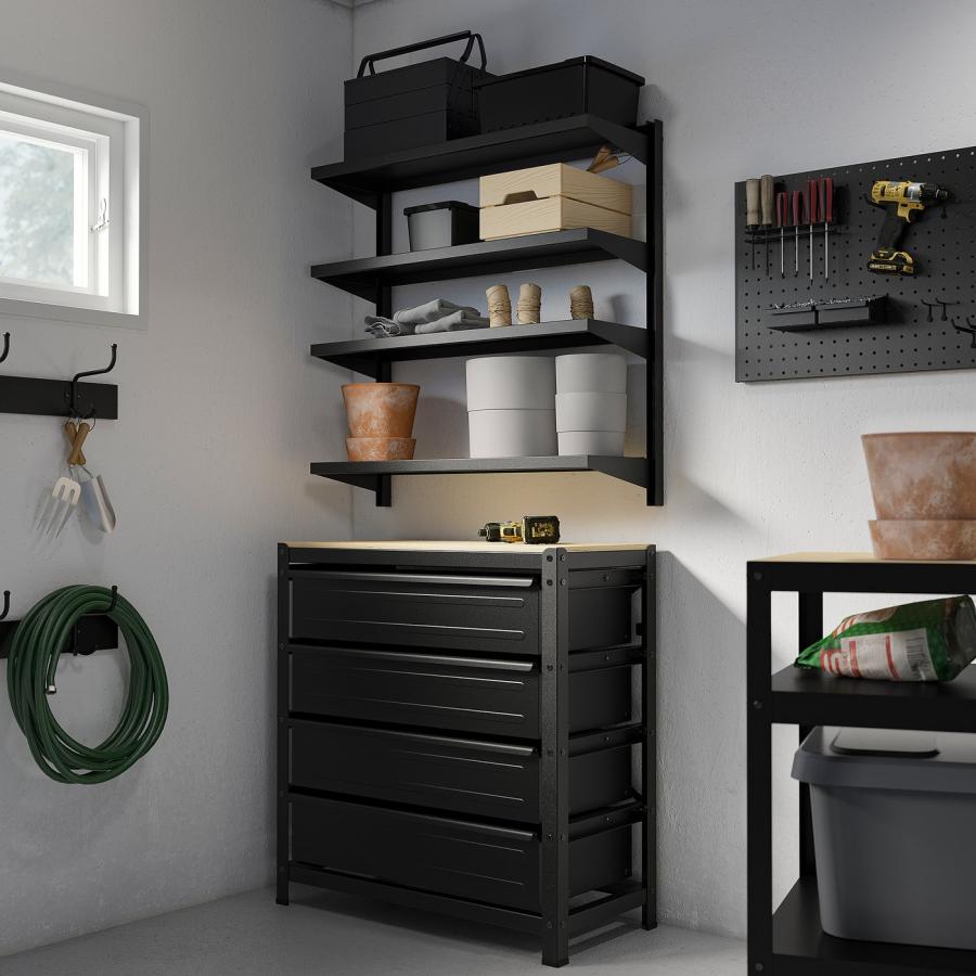 [IKEA/イケア/通販]BROR ブロール ウォールシェルフコンビネーション, ブラック, 88x30x90 cm[3](59571856)_1