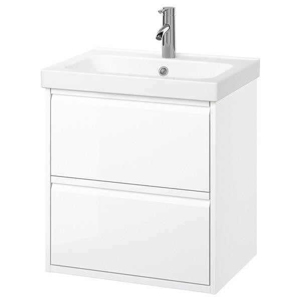 [IKEA/イケア/通販]ANGSJON エングショーン / ORRSJON オルショーン洗面台 引き出し付き/洗面ボウル/水栓, ハイグロス ホワイト,62x49x69 cm[4](59580163) | 