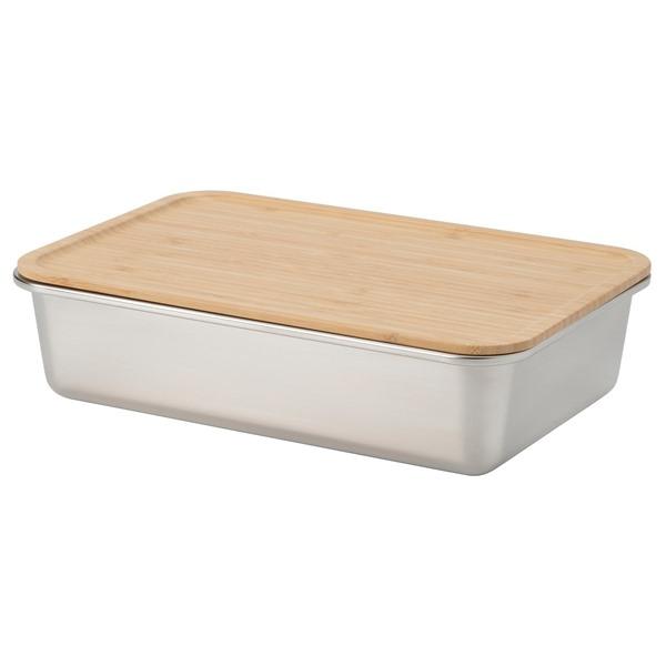 [IKEA/イケア/通販]IKEA 365+保存容器 ふた付き, L 長方形/ステンレススチール 竹,3 l[BA](59580525) | 