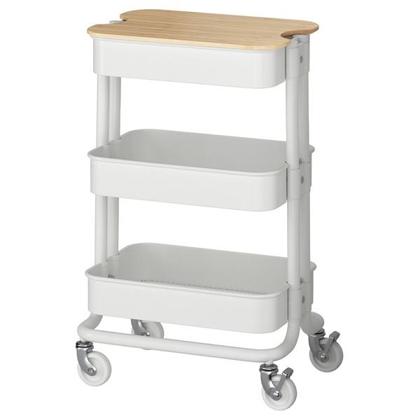 [IKEA/イケア/通販]RASKOG ロースコグ / NORRAVA ノルオーヴァワゴン ふた付き, ホワイト,28x38x61 cm[CB](59580766) | 