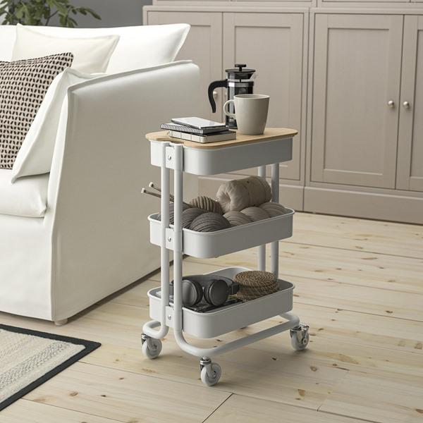 [IKEA/イケア/通販]RASKOG ロースコグ / NORRAVA ノルオーヴァワゴン ふた付き, ホワイト,28x38x61 cm[CB](59580766) |  | 02