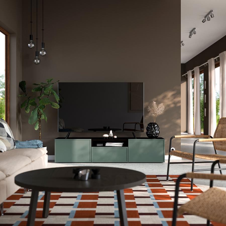 [IKEA/イケア/通販]BESTA ベストー テレビ台， ブラックブラウン/クルークマカーレ ダークグレーグリーン， 180x42x39 cm[12](59612116)_6
