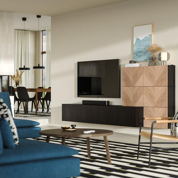 [IKEA/イケア/通販]BESTA ベストー メディア収納コンビネーション, ブラックブラウン ラップヴィーケン/ヘデヴィーケン オーク, 300x42x114 cm[39](59612437) |  | 02