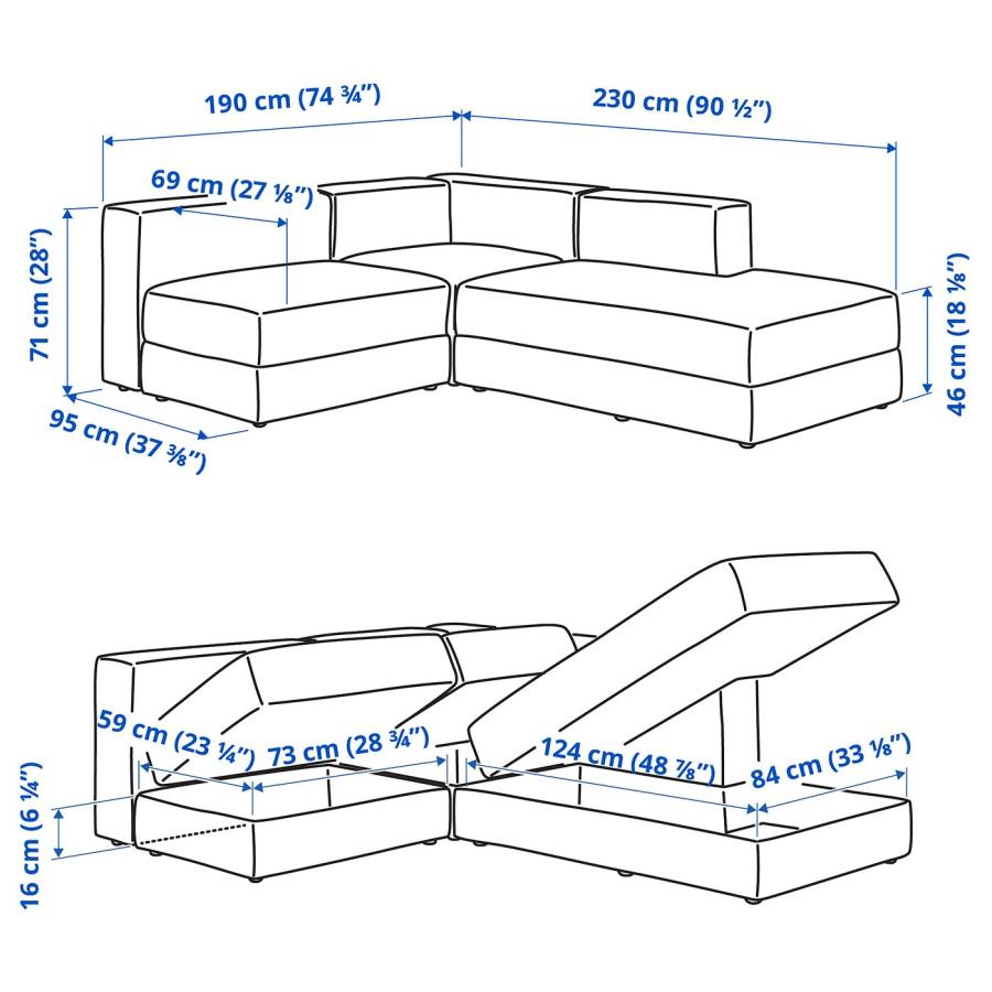 [IKEA/イケア/通販]JATTEBO イェッテボ 2.5人掛けモジュールコーナーソファ 寝椅子付き, 右/サムサーラ ダークブルー[10](59617604) |  | 08