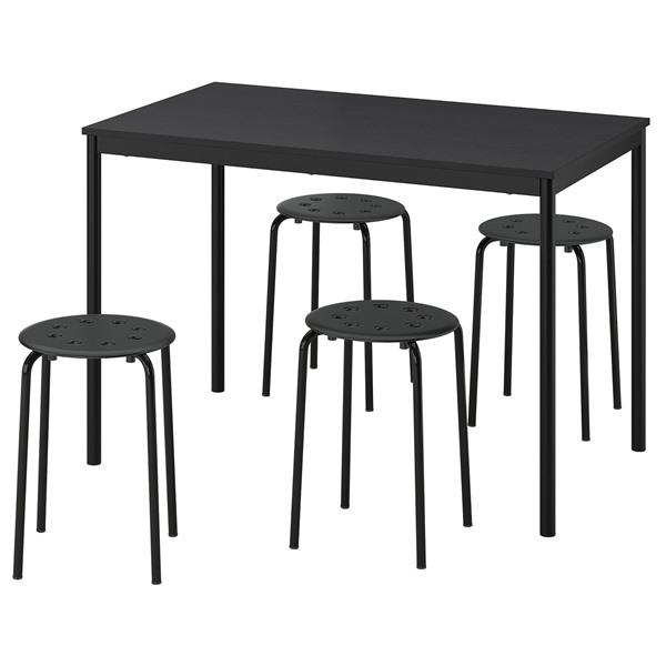 [IKEA/イケア/通販]SANDSBERG サンドスベリ / MARIUS マリウス テーブル＆スツール4個, ブラック ブラック/ブラック, 110x67 cm[6](59629225) | 