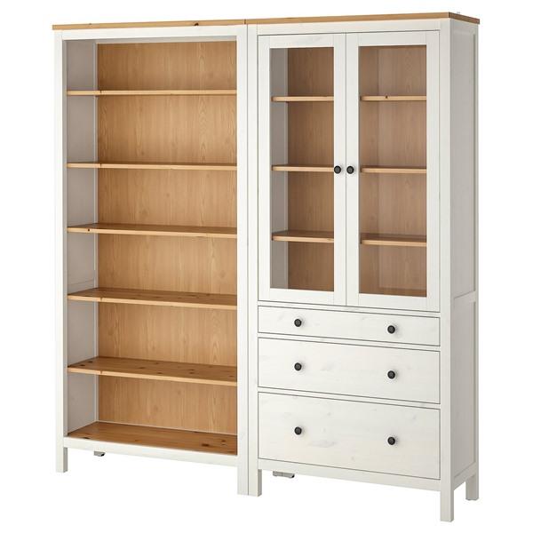 [IKEA/イケア/通販]HEMNES ヘムネス収納コンビネーション 扉/引き出し付き, ホワイト/ライトブラウンステイン,180x197 cm[EE](59649983) | 