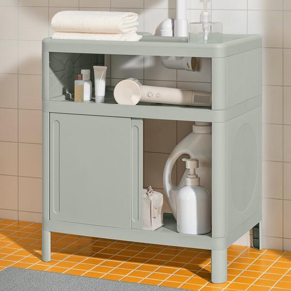 [IKEA/イケア/通販]IVOSJON イヴォーショーン洗面ベースキャビネット, 引き戸付き/グリーン,50x33x57 cm[C](597293) |  | 03