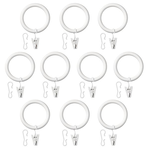 【IKEA/イケア/通販】SYRLIG スィールリグ カーテンリング クリップ＆フック付き, ホワイト,…[A](60217233) | 