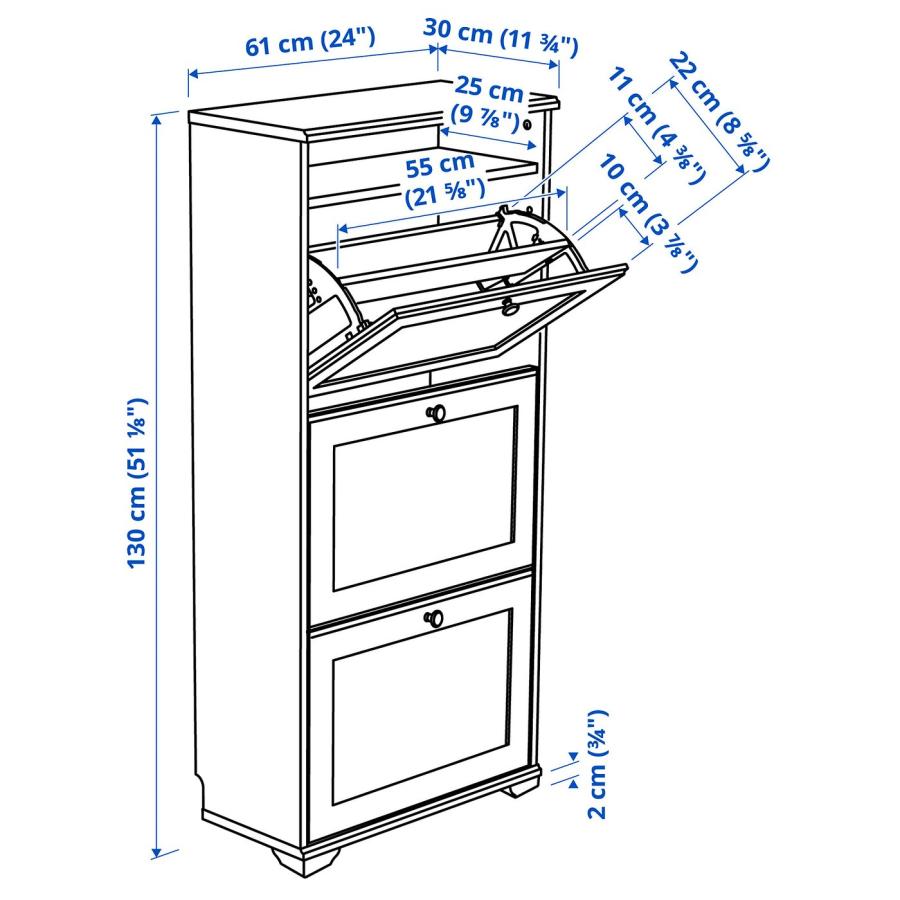[IKEA/イケア/通販]BRUSALI ブルサリ シューズボックス3段, ホワイト, 61x30x130 cm[H](60480394) |  | 03