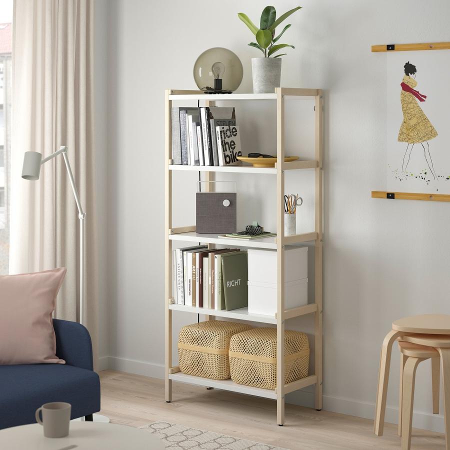 [IKEA/イケア/通販]EKENABBEN エーケナッベン オープンシェルフユニット, アスペン/ホワイト, 70x34x154 cm[G](60487814)の画像