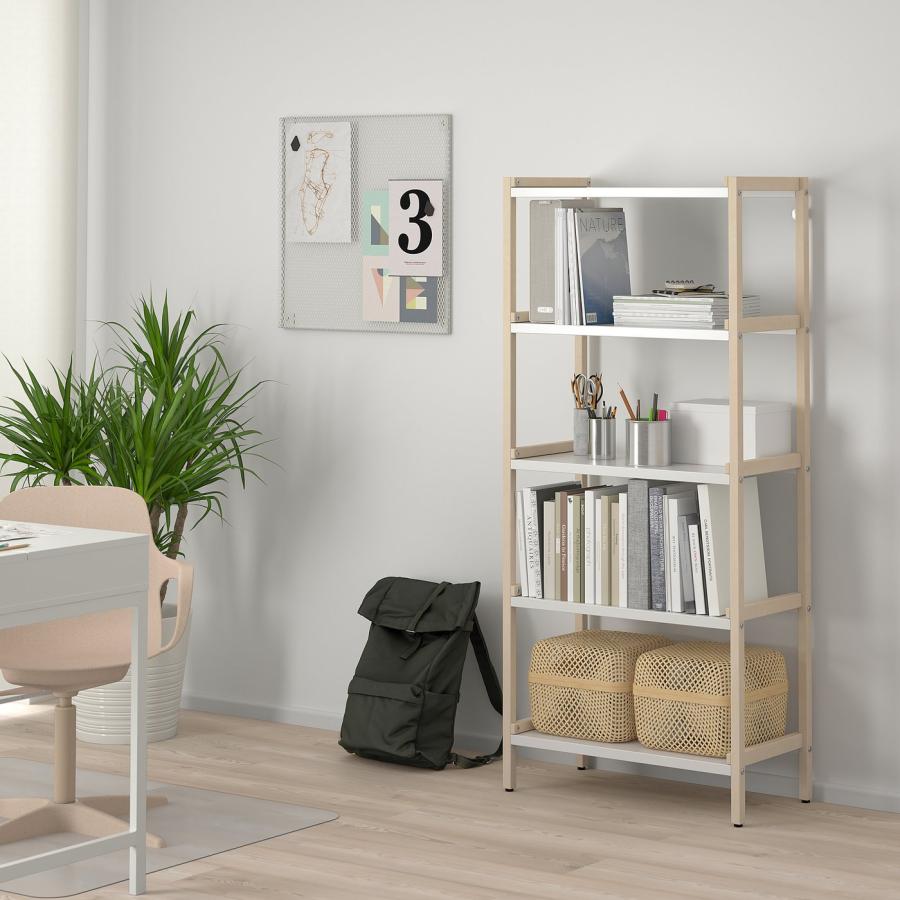 [IKEA/イケア/通販]EKENABBEN エーケナッベン オープンシェルフユニット, アスペン/ホワイト, 70x34x154 cm[G](60487814)の画像
