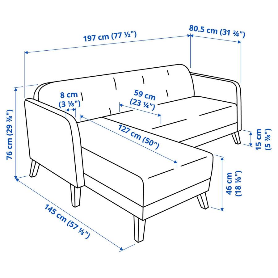 IKEA/イケア/通販]LINANAS リーナネス 3人掛けソファ, 寝椅子付き 