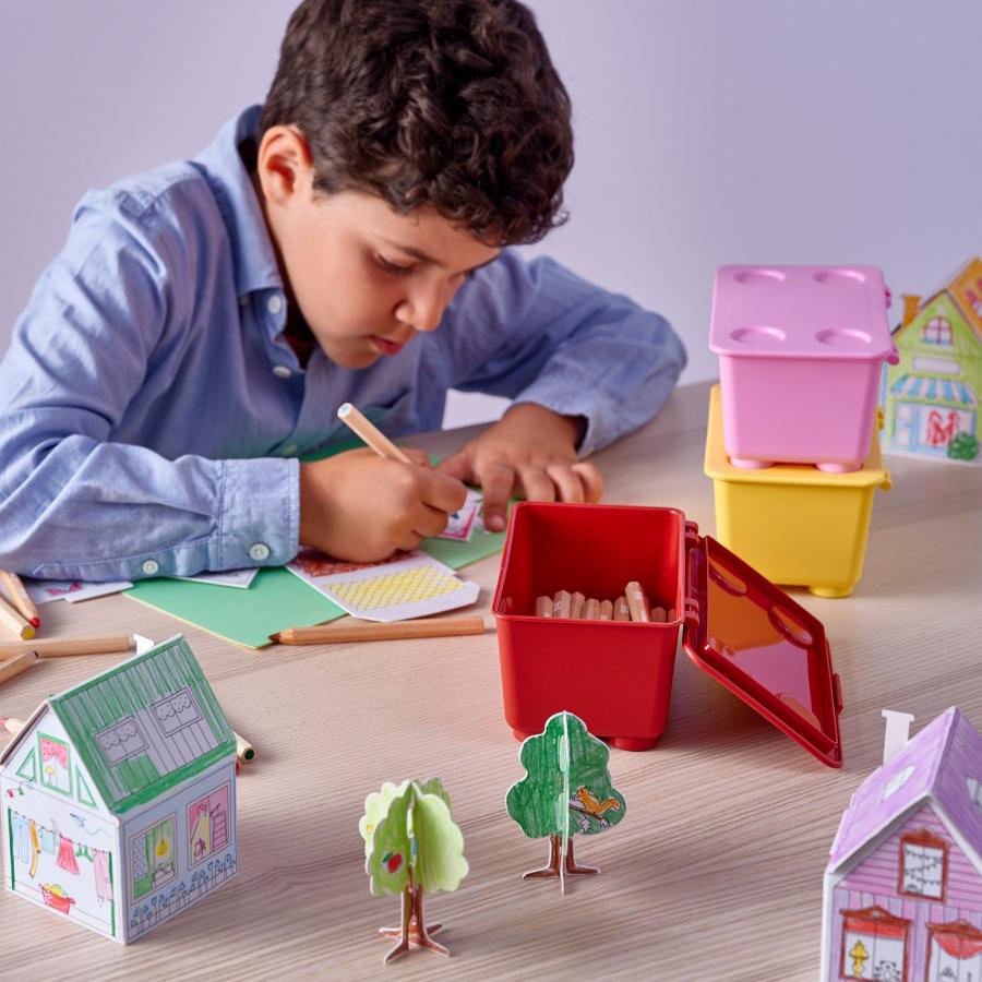 [IKEA/イケア/通販]GLIS グリース ふた付きボックス, レッド ピンク/イエロー, 17x10 cm[A](60604115) |  | 02