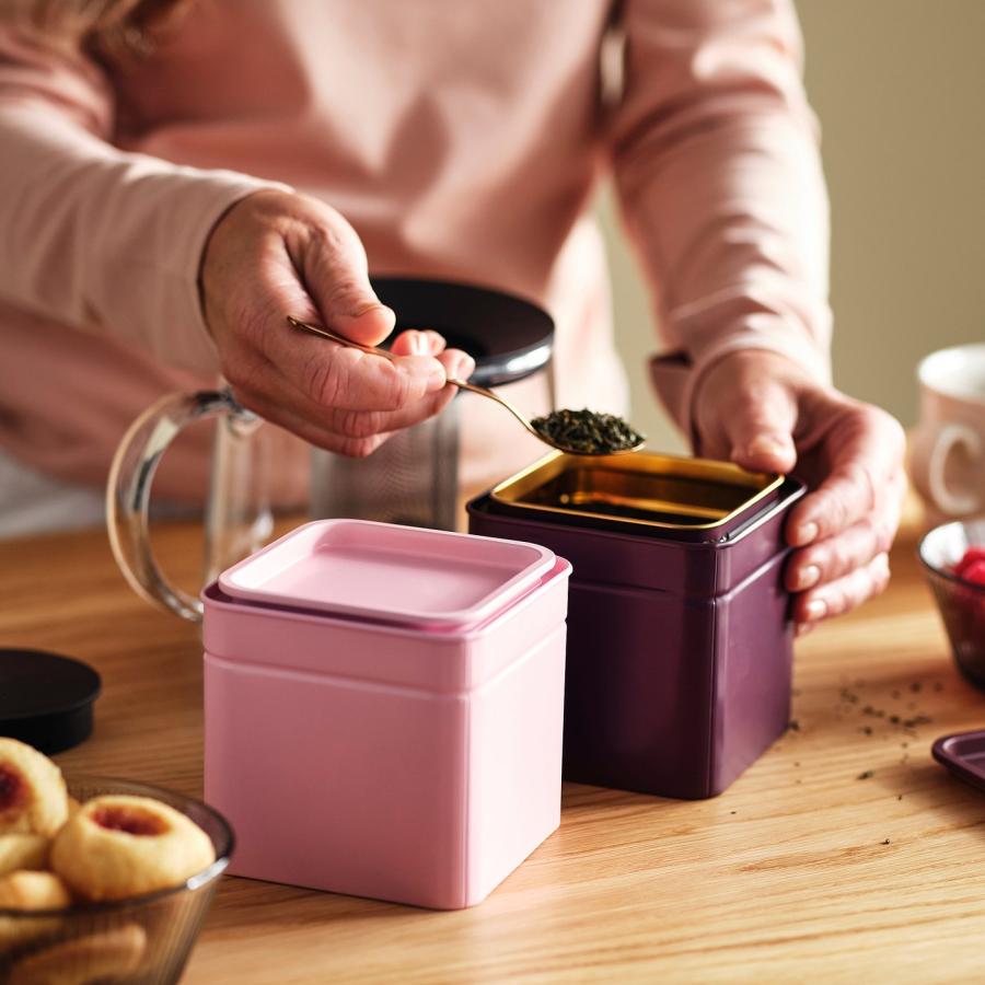 [IKEA/イケア/通販]BLOMNING ブロムニング 缶 ふた付き, ブラウンレッド/ピンク コーヒー/紅茶用, 10x10x10 cm[A](60611154) |  | 01