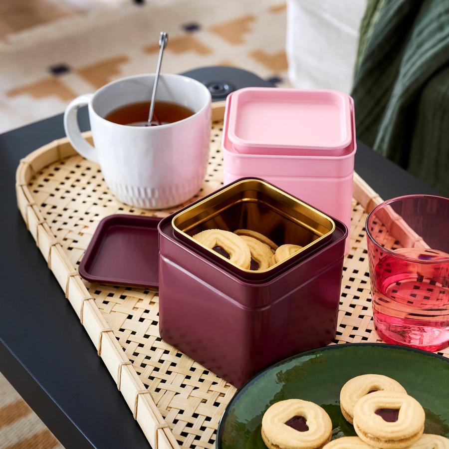 [IKEA/イケア/通販]BLOMNING ブロムニング 缶 ふた付き, ブラウンレッド/ピンク コーヒー/紅茶用, 10x10x10 cm[A](60611154) |  | 02