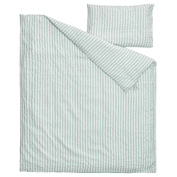 [IKEA/イケア/通販]LEN レーン掛け布団カバー＆枕カバー1枚 ベビーベッド用, ホワイト ブルー/ストライプ模様 シアサッカー生地,110x125/35x55 cm[A](625050) |  | 01