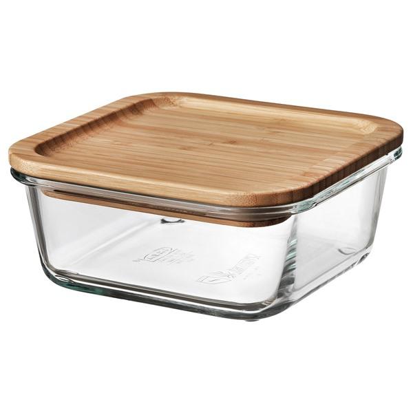 [IKEA/イケア/通販]IKEA 365+保存容器 ふた付き, 正方形 ガラス/竹,600 ml[AA](69269114) | 