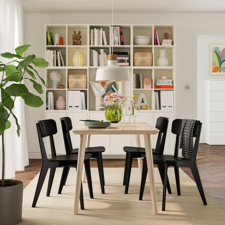 [IKEA/イケア/通販]LISABO リーサボー / LISABO リーサボー テーブル＆チェア4脚, アッシュ材突き板/ブラック, 140x78 cm[5](69385533) |  | 01