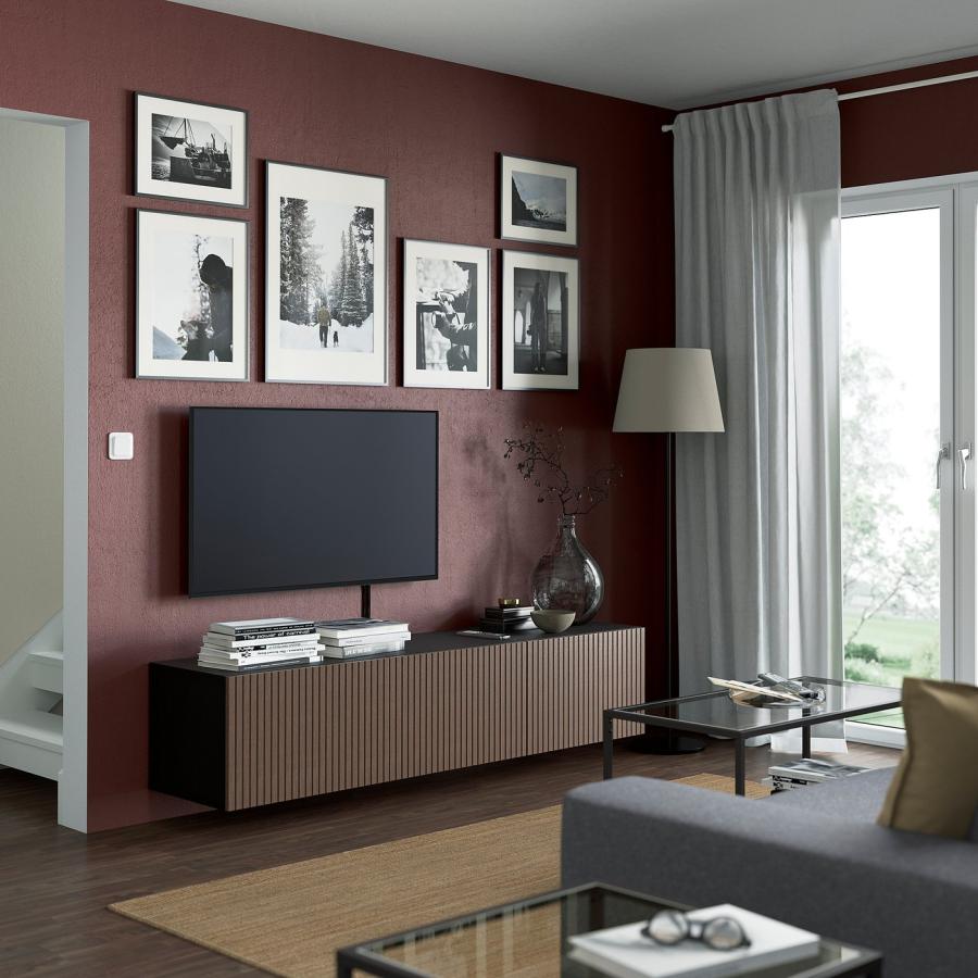 [IKEA/イケア/通販]BESTA ベストー テレビ台 扉付き, ブラックブラウン ビョルケヴィーケン/ブラウン ステインオーク材突き板, 180x42x38 cm[11](69432817) |  | 02
