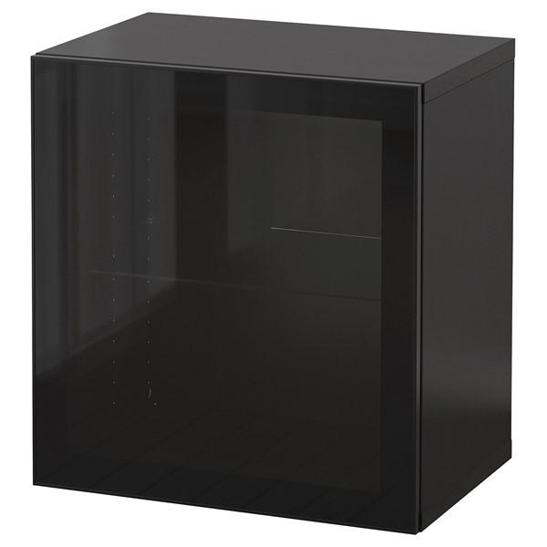 [IKEA/イケア/通販]BESTA ベストー 壁取り付け式キャビネットコンビネーション, ハイグロス/ブラック/グラスヴィーク, 60x42x64 cm[5](69441850) | 