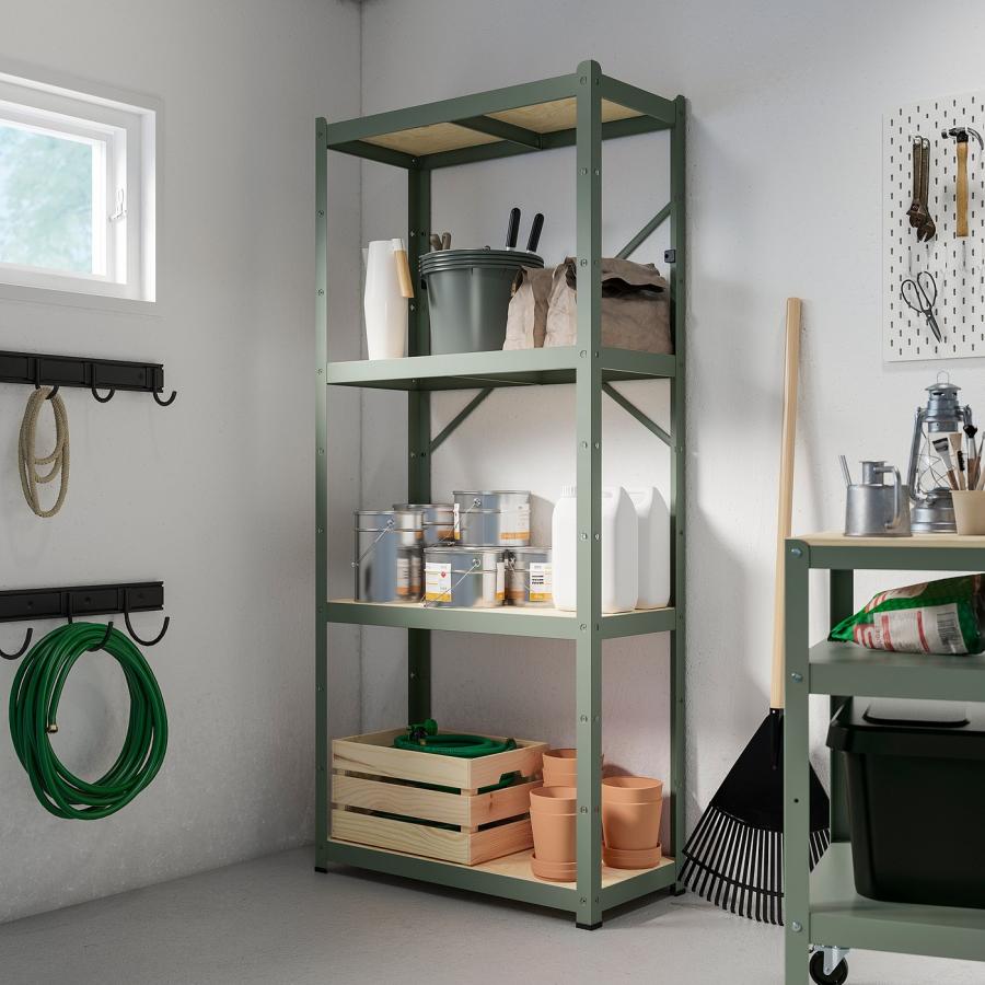 [IKEA/イケア/通販]BROR ブロール シェルフユニット, グレーグリーン/パイン材合板, 85x40x190 cm[5](69532181) |  | 01